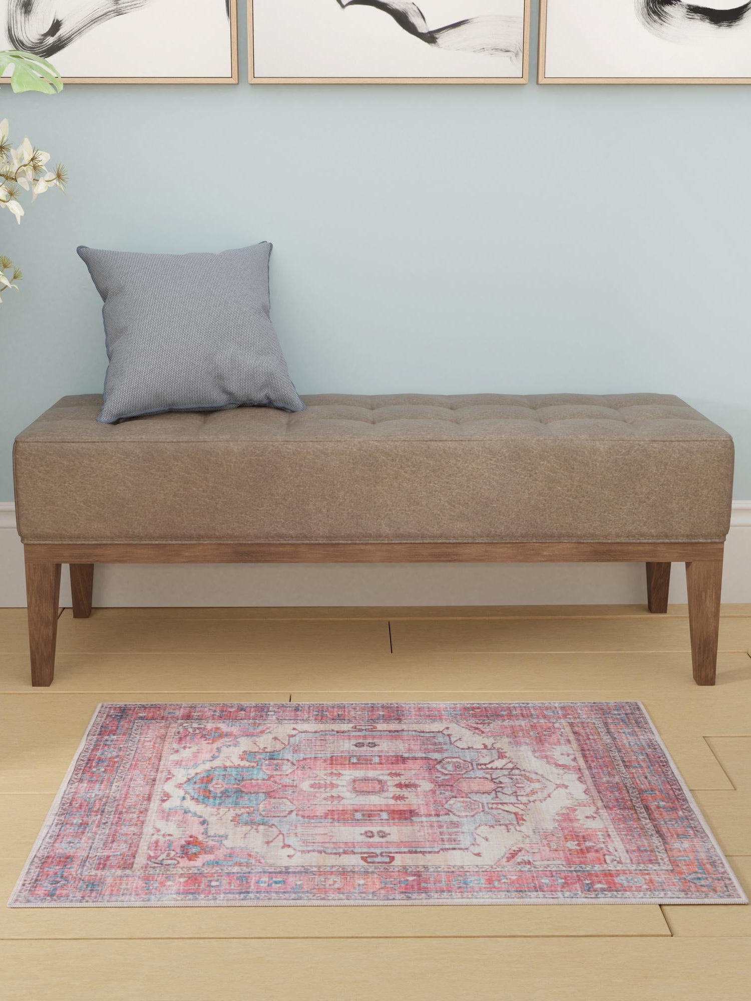 Washable Beige 9' 2 x 12' Maahru Rectangle Area Rug Easy to Clean Stain Resistant & Durable Polyester Chenille Carpet for Living, Dining, Bedrooms, Kitchen for Sale at Rug Engine
