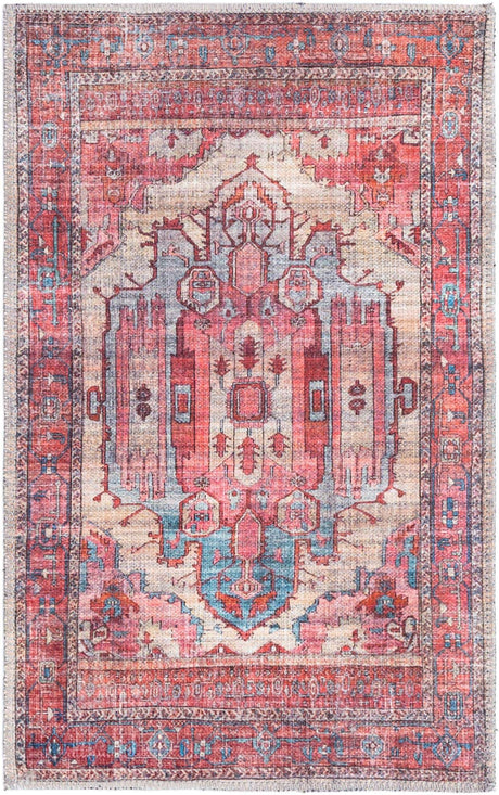 Washable Beige 2' x 3' 1 Maahru Rectangle Area Rug Easy to Clean Stain Resistant & Durable Polyester Chenille Carpet for Living, Dining, Bedrooms, Kitchen for Sale at Rug Engine