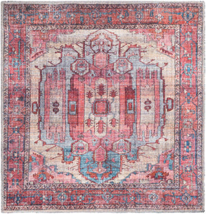 Washable Beige 3' 3 x 3' 3 Maahru Square Area Rug Easy to Clean Stain Resistant & Durable Polyester Chenille Carpet for Living, Dining, Bedrooms, Kitchen for Sale at Rug Engine