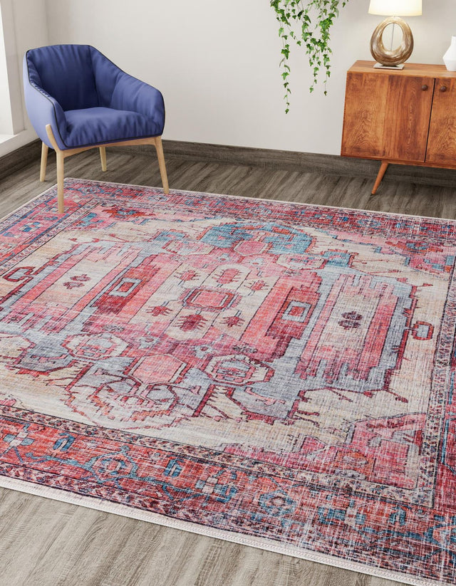 Washable Beige 7' 3 x 7' 3 Maahru Square Area Rug Easy to Clean Stain Resistant & Durable Polyester Chenille Carpet for Living, Dining, Bedrooms, Kitchen for Sale at Rug Engine