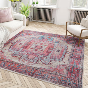 Washable Beige 3' 3 x 3' 3 Maahru Square Area Rug Easy to Clean Stain Resistant & Durable Polyester Chenille Carpet for Living, Dining, Bedrooms, Kitchen for Sale at Rug Engine