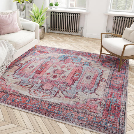 Washable Beige 7' 10 x 7' 10 Maahru Square Area Rug Easy to Clean Stain Resistant & Durable Polyester Chenille Carpet for Living, Dining, Bedrooms, Kitchen for Sale at Rug Engine