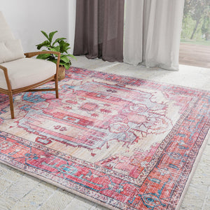 Washable Beige 7' 10 x 7' 10 Maahru Square Area Rug Easy to Clean Stain Resistant & Durable Polyester Chenille Carpet for Living, Dining, Bedrooms, Kitchen for Sale at Rug Engine