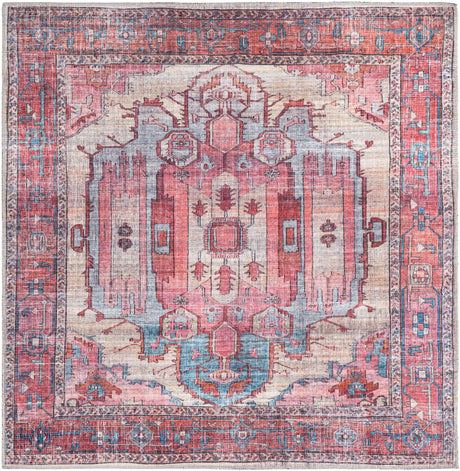 Washable Beige 5' 3 x 5' 3 Maahru Square Area Rug Easy to Clean Stain Resistant & Durable Polyester Chenille Carpet for Living, Dining, Bedrooms, Kitchen for Sale at Rug Engine