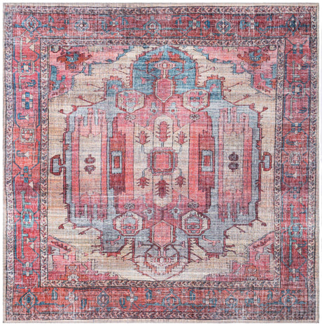 Washable Beige 7' 3 x 7' 3 Maahru Square Area Rug Easy to Clean Stain Resistant & Durable Polyester Chenille Carpet for Living, Dining, Bedrooms, Kitchen for Sale at Rug Engine