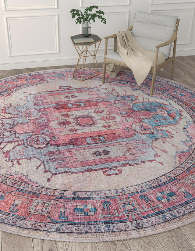 Beige 10' 6 x 10' 6 Maahru Washable Round Rug
