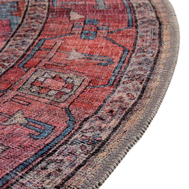 Beige 10' 6 x 10' 6 Maahru Washable Round Rug