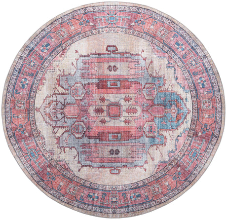Beige 10' 6 x 10' 6 Maahru Washable Round Rug