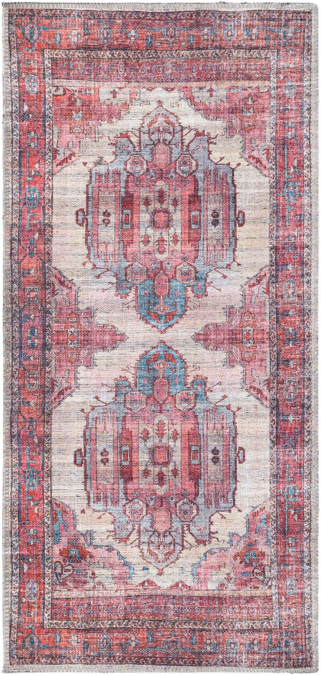 Washable Beige 2' x 4' 1 Maahru Runner Area Rug Easy to Clean Stain Resistant & Durable Polyester Chenille Carpet for Living, Dining, Bedrooms, Kitchen for Sale at Rug Engine
