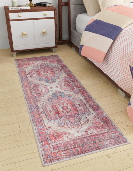 Beige 2' x 6' Maahru Washable Runner Rug