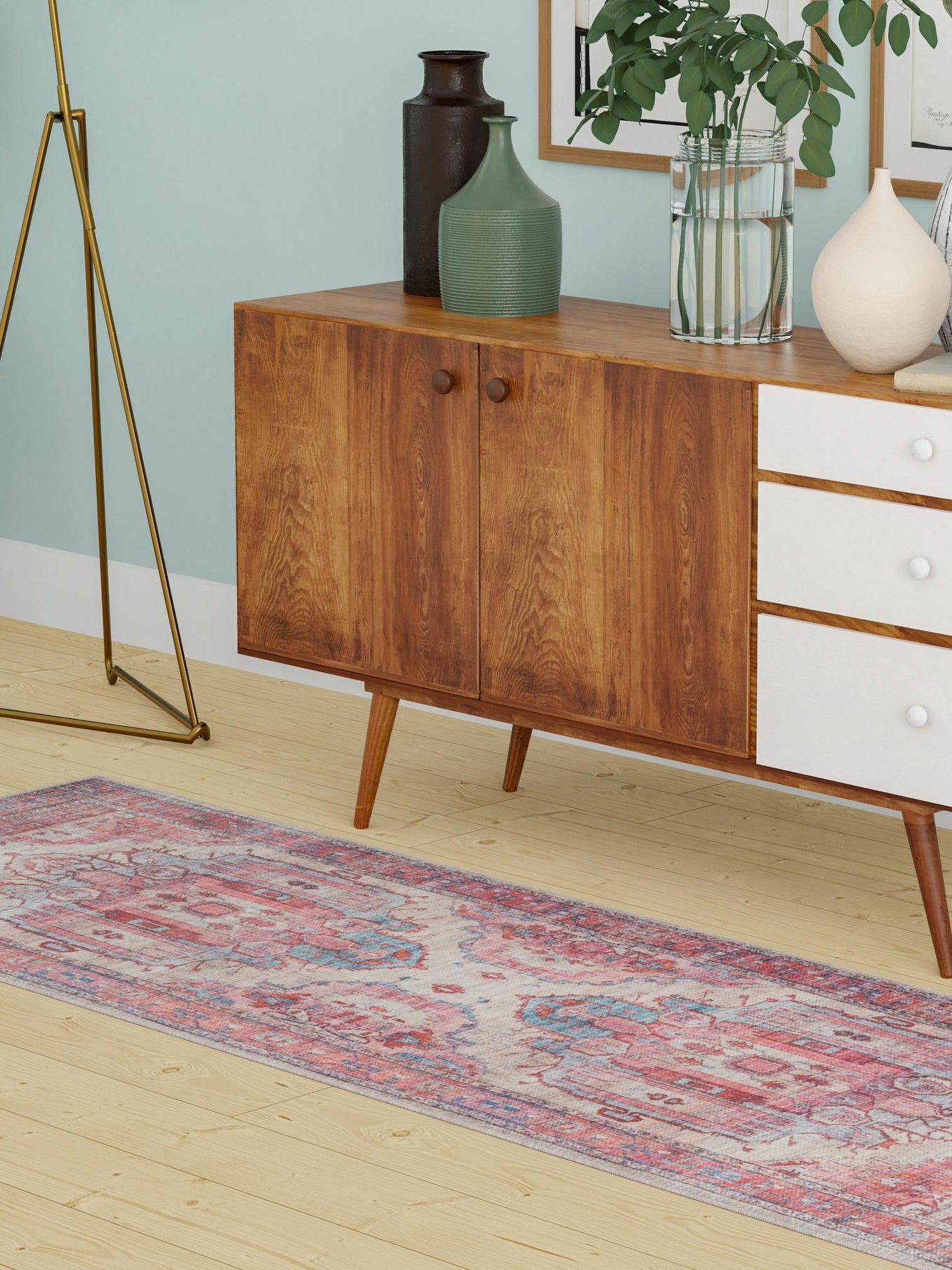 Washable Beige 2' x 4' 1 Maahru Runner Area Rug Easy to Clean Stain Resistant & Durable Polyester Chenille Carpet for Living, Dining, Bedrooms, Kitchen for Sale at Rug Engine