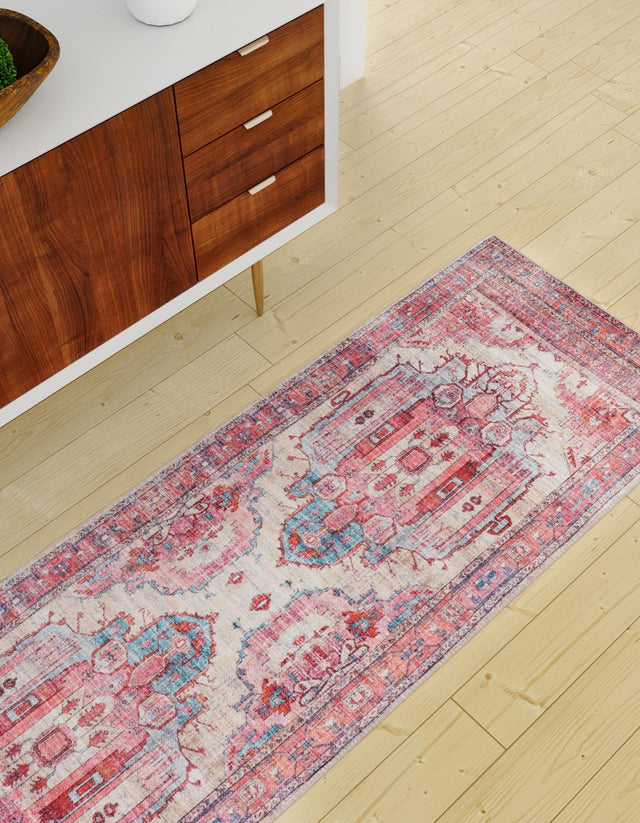 Beige 2' x 6' Maahru Washable Runner Rug