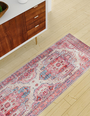 Washable Beige 2' 7 x 13' 1 Maahru Runner Area Rug Easy to Clean Stain Resistant & Durable Polyester Chenille Carpet for Living, Dining, Bedrooms, Kitchen for Sale at Rug Engine