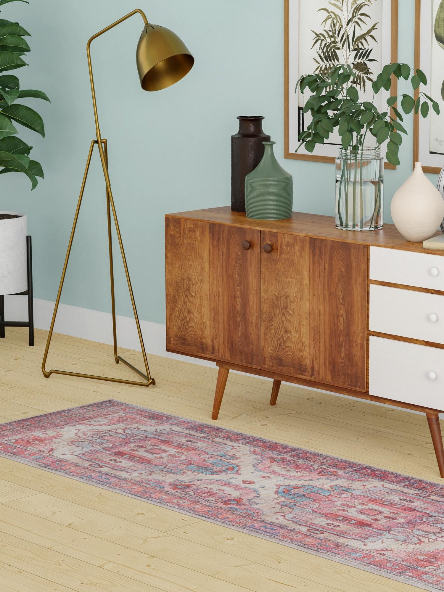 Washable Beige 2' 7 x 13' 1 Maahru Runner Area Rug Easy to Clean Stain Resistant & Durable Polyester Chenille Carpet for Living, Dining, Bedrooms, Kitchen for Sale at Rug Engine