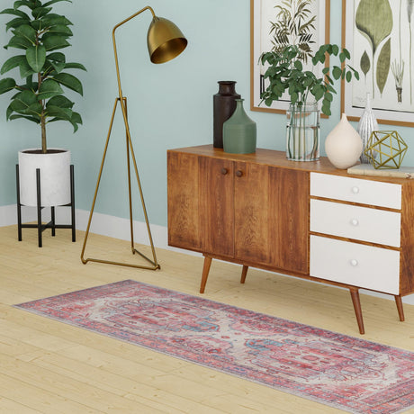 Washable Beige 2' 7 x 13' 1 Maahru Runner Area Rug Easy to Clean Stain Resistant & Durable Polyester Chenille Carpet for Living, Dining, Bedrooms, Kitchen for Sale at Rug Engine
