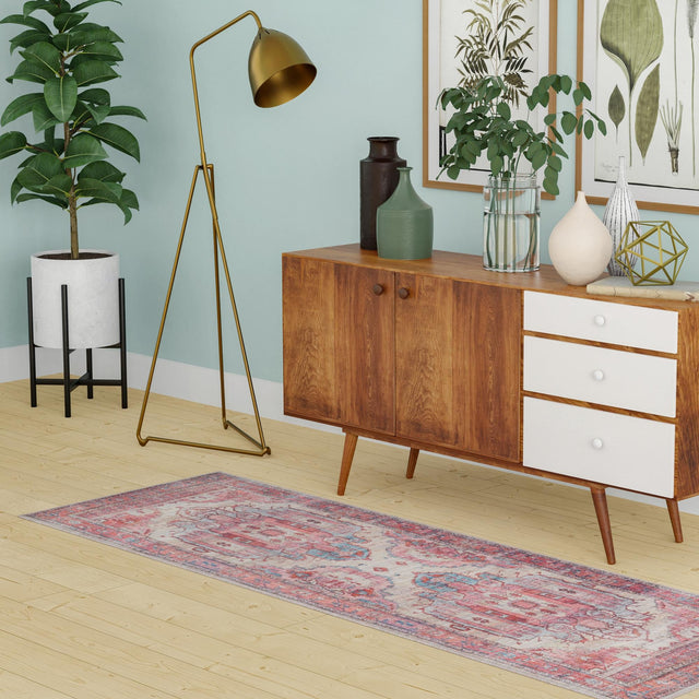 Beige 2' x 6' Maahru Washable Runner Rug