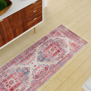 Washable Beige 2' x 4' 1 Maahru Runner Area Rug Easy to Clean Stain Resistant & Durable Polyester Chenille Carpet for Living, Dining, Bedrooms, Kitchen for Sale at Rug Engine