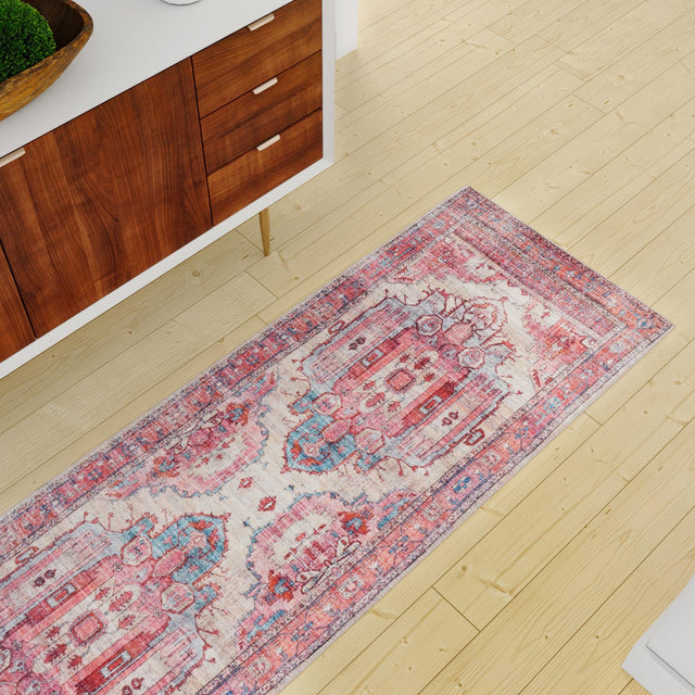 Beige 2' x 6' Maahru Washable Runner Rug