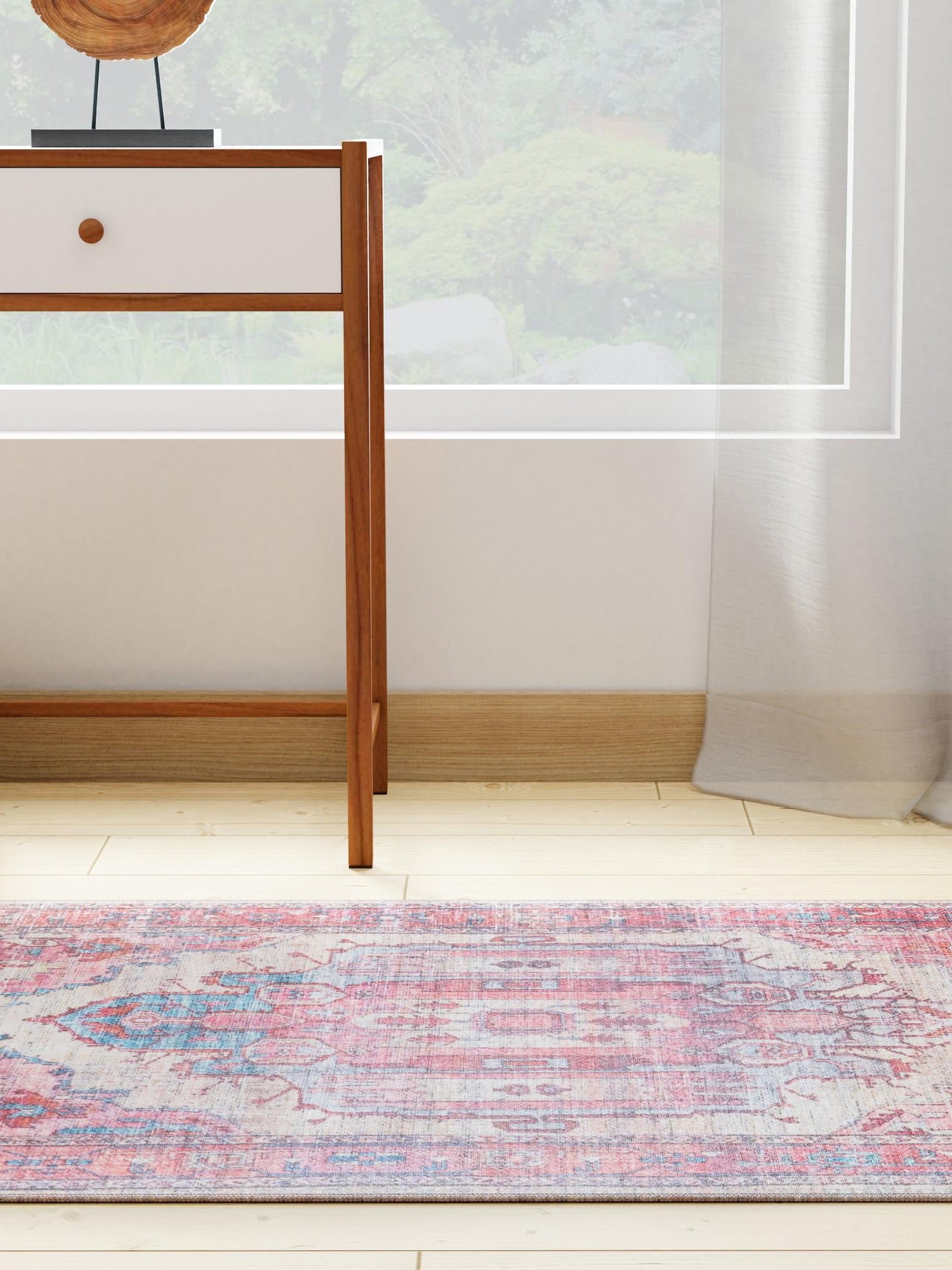 Washable Beige 2' x 6' 1 Maahru Runner Area Rug Easy to Clean Stain Resistant & Durable Polyester Chenille Carpet for Living, Dining, Bedrooms, Kitchen for Sale at Rug Engine