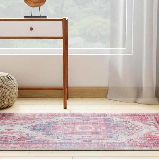 Beige 2' x 6' Maahru Washable Runner Rug