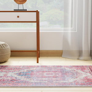 Washable Beige 2' x 4' 1 Maahru Runner Area Rug Easy to Clean Stain Resistant & Durable Polyester Chenille Carpet for Living, Dining, Bedrooms, Kitchen for Sale at Rug Engine