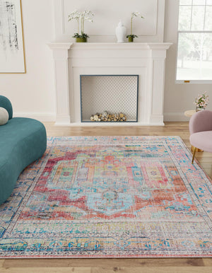 Washable Multicolor 7' 10 x 11' Maahru Rectangle Area Rug Easy to Clean Stain Resistant & Durable Polyester Chenille Carpet for Living, Dining, Bedrooms, Kitchen for Sale at Rug Engine