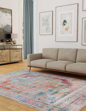 Washable Multicolor 9' 2 x 12' Maahru Rectangle Area Rug Easy to Clean Stain Resistant & Durable Polyester Chenille Carpet for Living, Dining, Bedrooms, Kitchen for Sale at Rug Engine