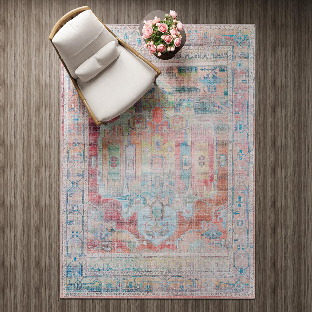 Washable Multicolor 9' 2 x 12' Maahru Rectangle Area Rug Easy to Clean Stain Resistant & Durable Polyester Chenille Carpet for Living, Dining, Bedrooms, Kitchen for Sale at Rug Engine