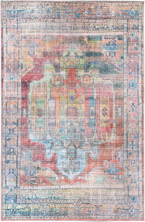 Washable Multicolor 6' 1 x 9' Maahru Rectangle Area Rug Easy to Clean Stain Resistant & Durable Polyester Chenille Carpet for Living, Dining, Bedrooms, Kitchen for Sale at Rug Engine