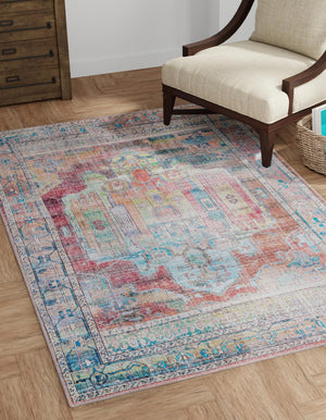 Washable Multicolor 7' 10 x 11' Maahru Rectangle Area Rug Easy to Clean Stain Resistant & Durable Polyester Chenille Carpet for Living, Dining, Bedrooms, Kitchen for Sale at Rug Engine