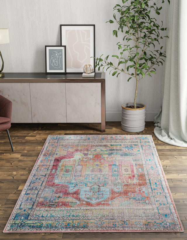 Washable Multicolor 2' x 3' 1 Maahru Rectangle Area Rug Easy to Clean Stain Resistant & Durable Polyester Chenille Carpet for Living, Dining, Bedrooms, Kitchen for Sale at Rug Engine
