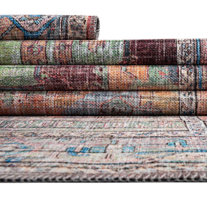 Washable Multicolor 9' 2 x 12' Maahru Rectangle Area Rug Easy to Clean Stain Resistant & Durable Polyester Chenille Carpet for Living, Dining, Bedrooms, Kitchen for Sale at Rug Engine