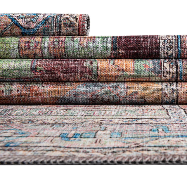 Washable Multicolor 9' 2 x 12' Maahru Rectangle Area Rug Easy to Clean Stain Resistant & Durable Polyester Chenille Carpet for Living, Dining, Bedrooms, Kitchen for Sale at Rug Engine