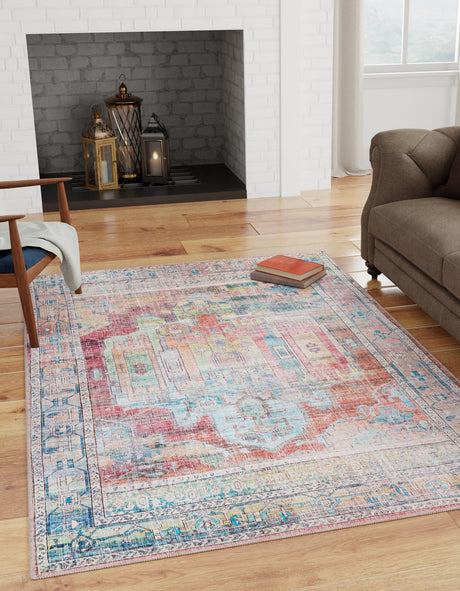 Washable Multicolor 9' 2 x 12' Maahru Rectangle Area Rug Easy to Clean Stain Resistant & Durable Polyester Chenille Carpet for Living, Dining, Bedrooms, Kitchen for Sale at Rug Engine