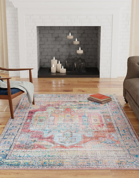 Washable Multicolor 9' 2 x 12' Maahru Rectangle Area Rug Easy to Clean Stain Resistant & Durable Polyester Chenille Carpet for Living, Dining, Bedrooms, Kitchen for Sale at Rug Engine