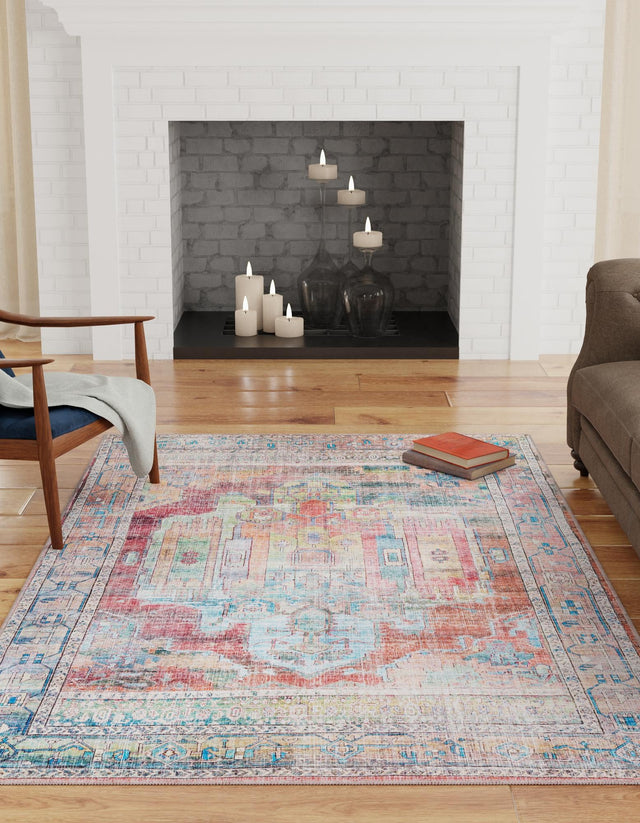 Washable Multicolor 9' 2 x 12' Maahru Rectangle Area Rug Easy to Clean Stain Resistant & Durable Polyester Chenille Carpet for Living, Dining, Bedrooms, Kitchen for Sale at Rug Engine