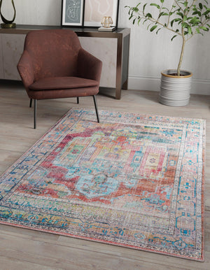 Washable Multicolor 9' 2 x 12' Maahru Rectangle Area Rug Easy to Clean Stain Resistant & Durable Polyester Chenille Carpet for Living, Dining, Bedrooms, Kitchen for Sale at Rug Engine