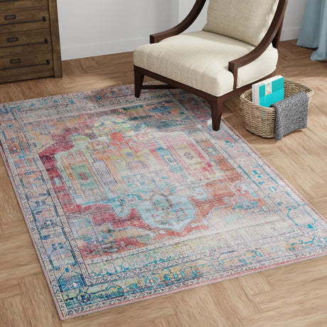 Washable Multicolor 9' 2 x 12' Maahru Rectangle Area Rug Easy to Clean Stain Resistant & Durable Polyester Chenille Carpet for Living, Dining, Bedrooms, Kitchen for Sale at Rug Engine