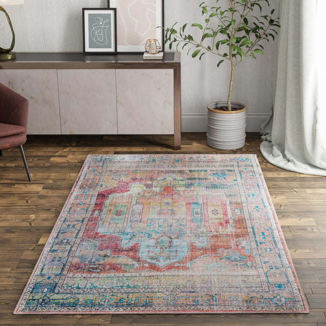 Washable Multicolor 9' 2 x 12' Maahru Rectangle Area Rug Easy to Clean Stain Resistant & Durable Polyester Chenille Carpet for Living, Dining, Bedrooms, Kitchen for Sale at Rug Engine