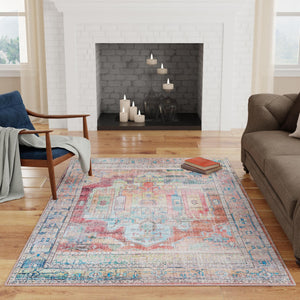 Washable Multicolor 9' 2 x 12' Maahru Rectangle Area Rug Easy to Clean Stain Resistant & Durable Polyester Chenille Carpet for Living, Dining, Bedrooms, Kitchen for Sale at Rug Engine