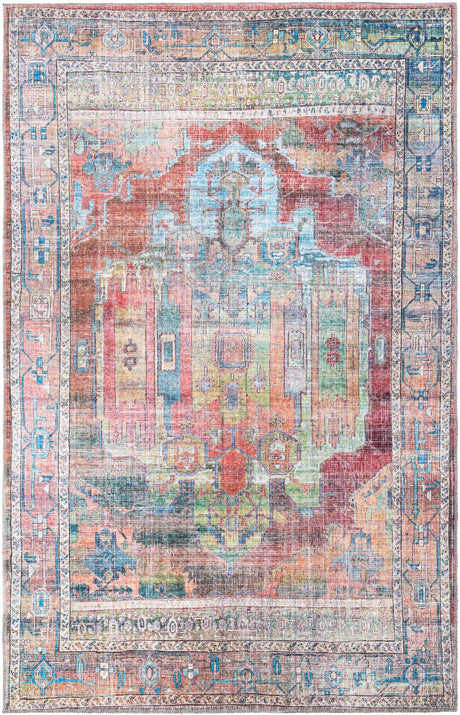 Washable Multicolor 5' 3 x 8' Maahru Rectangle Area Rug Easy to Clean Stain Resistant & Durable Polyester Chenille Carpet for Living, Dining, Bedrooms, Kitchen for Sale at Rug Engine