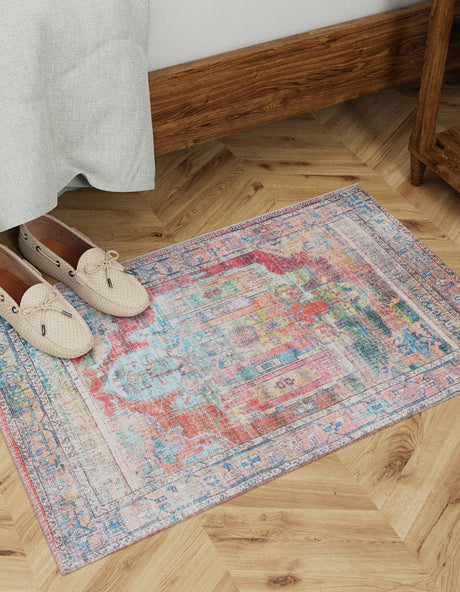 Washable Multicolor 7' 10 x 10' Maahru Rectangle Area Rug Easy to Clean Stain Resistant & Durable Polyester Chenille Carpet for Living, Dining, Bedrooms, Kitchen for Sale at Rug Engine