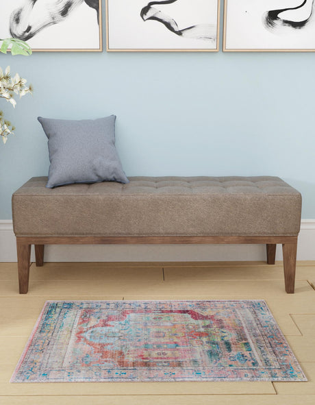 Washable Multicolor 7' 10 x 10' Maahru Rectangle Area Rug Easy to Clean Stain Resistant & Durable Polyester Chenille Carpet for Living, Dining, Bedrooms, Kitchen for Sale at Rug Engine
