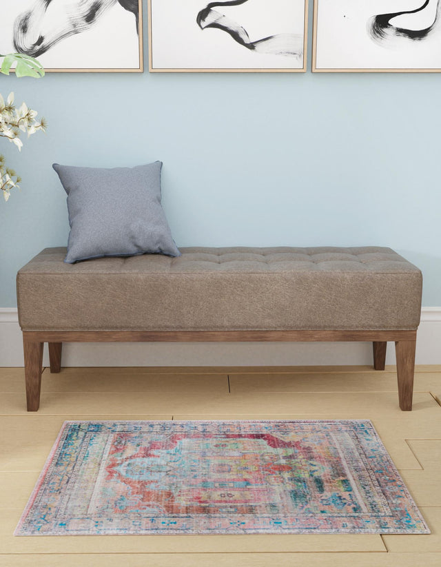 Washable Multicolor 5' 3 x 8' Maahru Rectangle Area Rug Easy to Clean Stain Resistant & Durable Polyester Chenille Carpet for Living, Dining, Bedrooms, Kitchen for Sale at Rug Engine