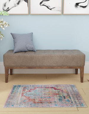 Washable Multicolor 6' 1 x 9' Maahru Rectangle Area Rug Easy to Clean Stain Resistant & Durable Polyester Chenille Carpet for Living, Dining, Bedrooms, Kitchen for Sale at Rug Engine