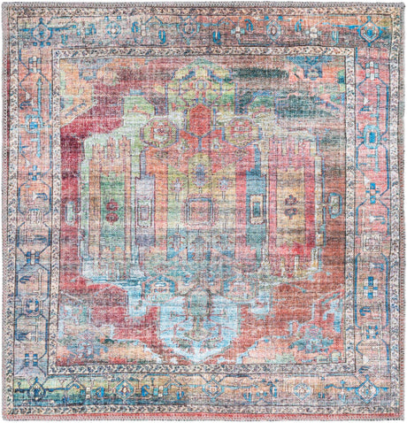 Washable Multicolor 3' 3 x 3' 3 Maahru Square Area Rug Easy to Clean Stain Resistant & Durable Polyester Chenille Carpet for Living, Dining, Bedrooms, Kitchen for Sale at Rug Engine