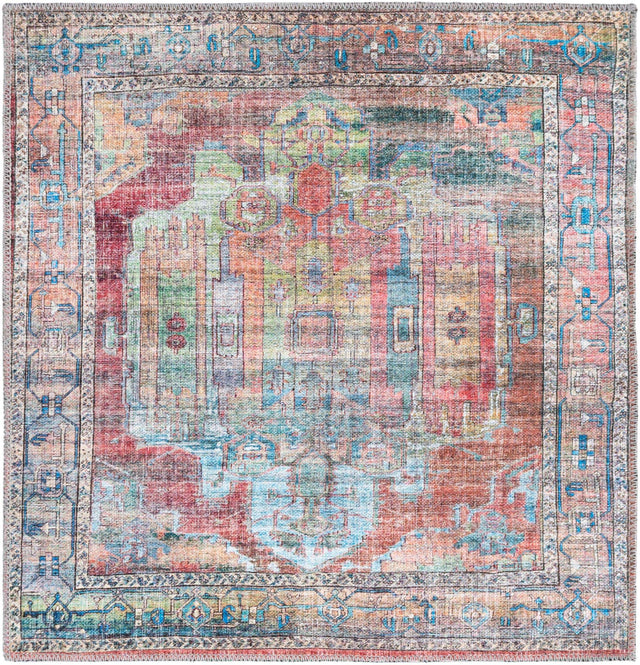 Washable Multicolor 3' 3 x 3' 3 Maahru Square Area Rug Easy to Clean Stain Resistant & Durable Polyester Chenille Carpet for Living, Dining, Bedrooms, Kitchen for Sale at Rug Engine