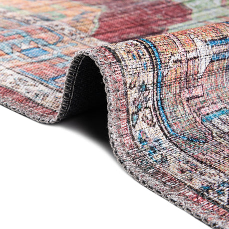 Washable Multicolor 7' 3 x 7' 3 Maahru Square Area Rug Easy to Clean Stain Resistant & Durable Polyester Chenille Carpet for Living, Dining, Bedrooms, Kitchen for Sale at Rug Engine