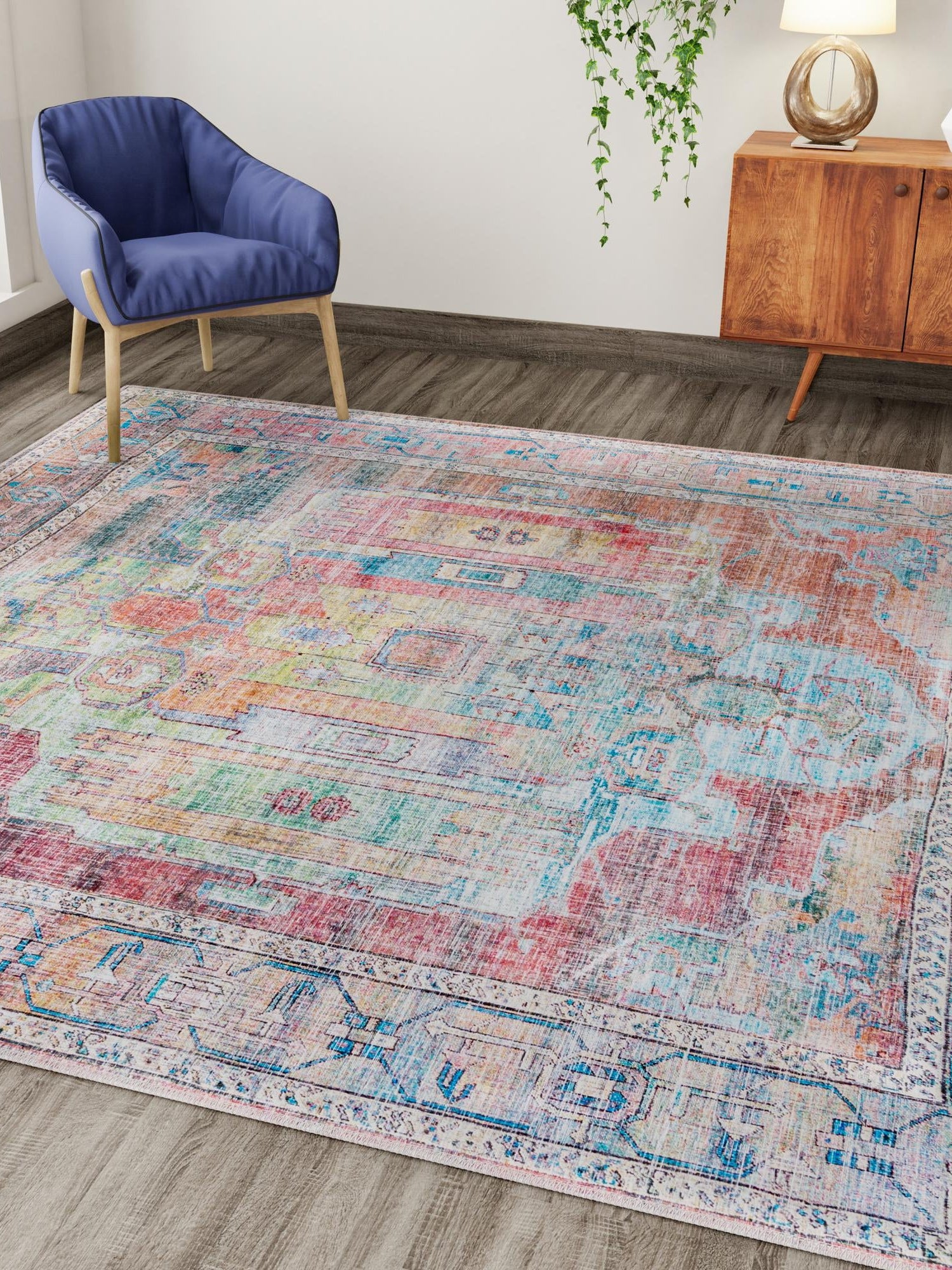 Washable Multicolor 10' 6 x 10' 6 Maahru Square Area Rug Easy to Clean Stain Resistant & Durable Polyester Chenille Carpet for Living, Dining, Bedrooms, Kitchen for Sale at Rug Engine