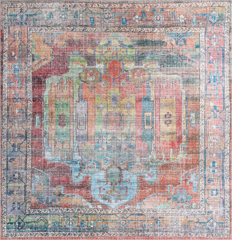 Washable Multicolor 10' 6 x 10' 6 Maahru Square Area Rug Easy to Clean Stain Resistant & Durable Polyester Chenille Carpet for Living, Dining, Bedrooms, Kitchen for Sale at Rug Engine